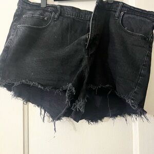 Abercrombie & Fitch 90s Relaxed Cutoff Black Distressed Jean Shorts